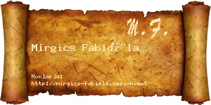 Mirgics Fabióla névjegykártya